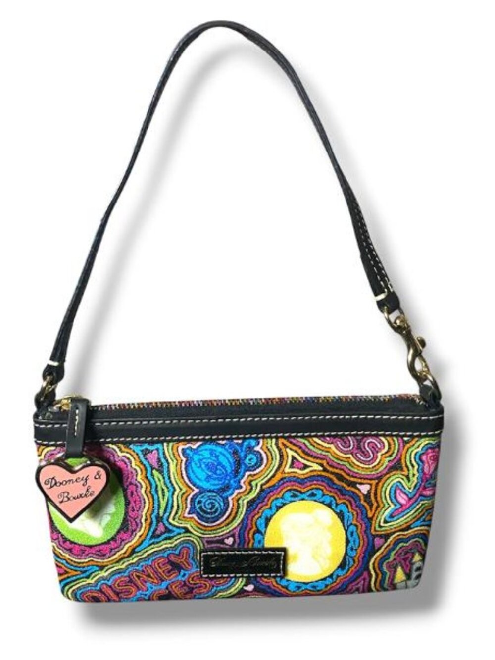 Dooney and Bourke - DISNEY sketch Princess Wristlet RAINBOW ZIP WALLET - RARE